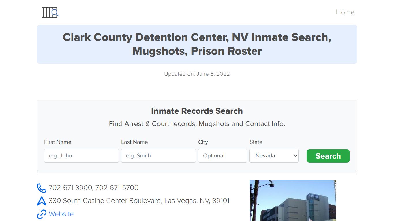 Clark County Detention Center, NV Inmate Search, Mugshots, Prison ...